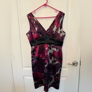 JS Boutique Satin Chemise in Purple and Black